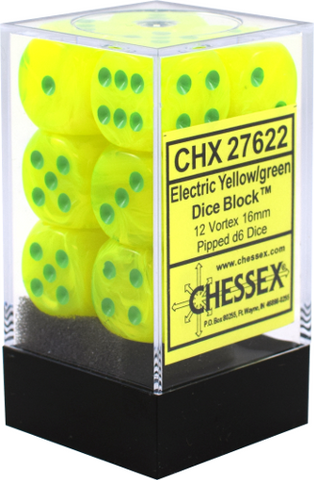 D6 -- 16MM VORTEX ELECTRIC YELLOW/GREEN, 12CT