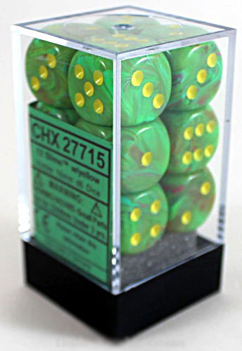 D6 -- 16MM VORTEX DICE, SLIME/YELLOW, 12CT