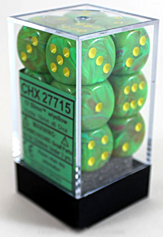 D6 -- 16MM VORTEX DICE, SLIME/YELLOW, 12CT