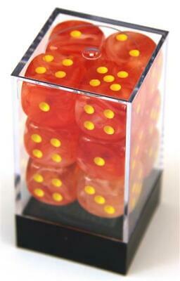 D6 -- 16MM GHOSTLY GLOW DICE, ORANGE/YELLOW, 12CT