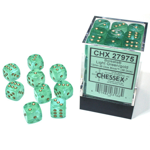 16MM 12CT D6 BLOCK: BOREALIS LUMINARY LIGHT GREEN W/GOLD