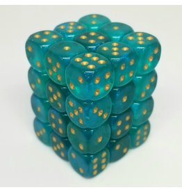 12MM 36CT D6 DICE BLOCK: BOREALIS LUMINARY TEAL W/GOLD