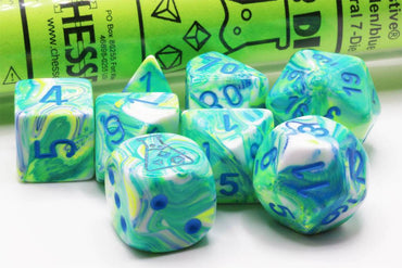 7CT LAB DICE Festive Poly Set,  Garden / Blue