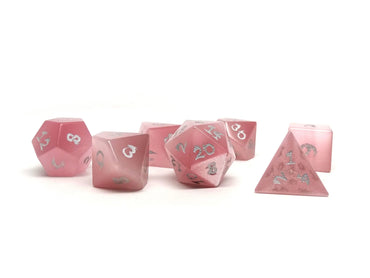 Pink Cats Eye Stone RPG Dice Set