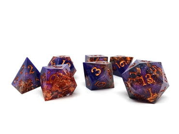 Purple Starlight Sharp Edge RPG Dice Set