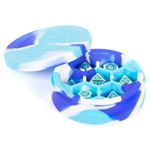 Silicone Round Dice Case: Blue/White/Light Blue