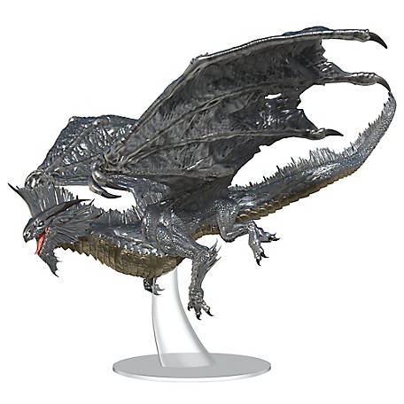 Premium Painted D&D Miniature: Adult Silver Dragon