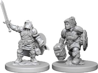 Unpainted D&D Miniature: Dwarf Paladin (Female)