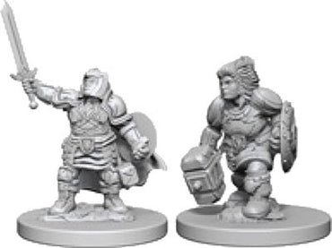Unpainted D&D Miniature: Dwarf Paladin (Female)