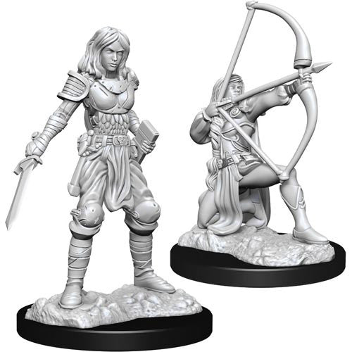 Unpainted Pathfinder Miniature: Female Human Fighter