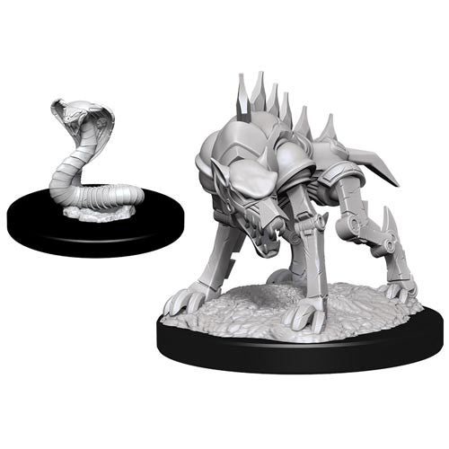 Unpainted D&D Miniature: Iron Cobra & Iron Defender