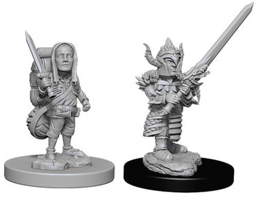 Unpainted D&D Miniature: Halfling Fighter