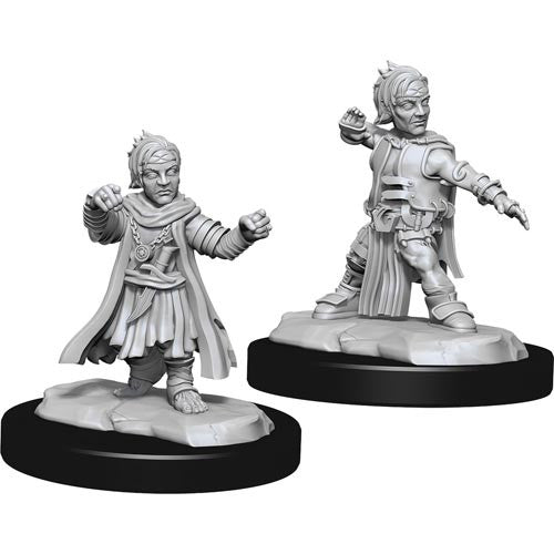 Unpainted Pathfinder Miniature: Male Halfling Monk