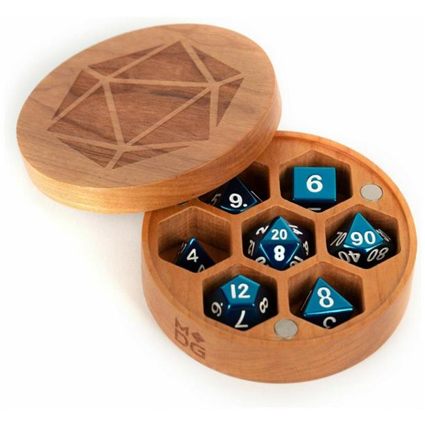 Wood Round Dice Chest: Cherry Wood