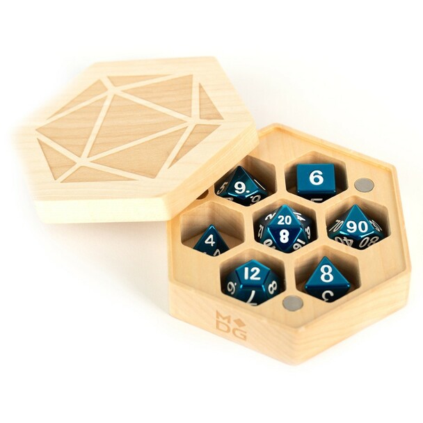 Wood Hexagon Dice Case: Maple Wood