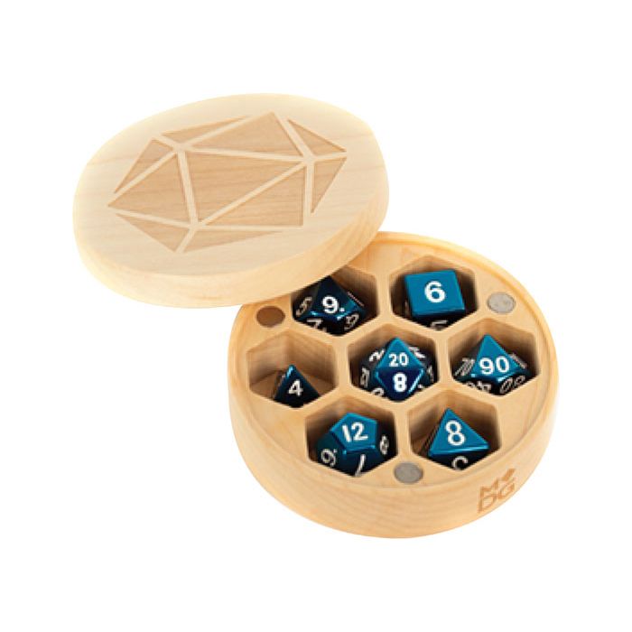 Wood Round Dice Case: Maple Wood
