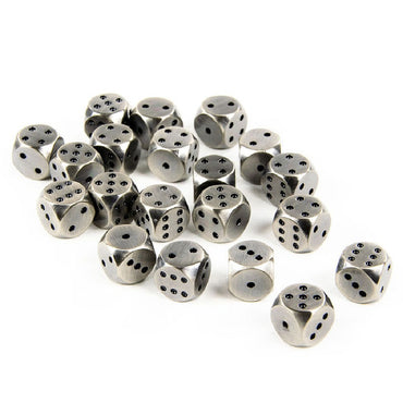 Metal Silver 12mm Dice - 16ct