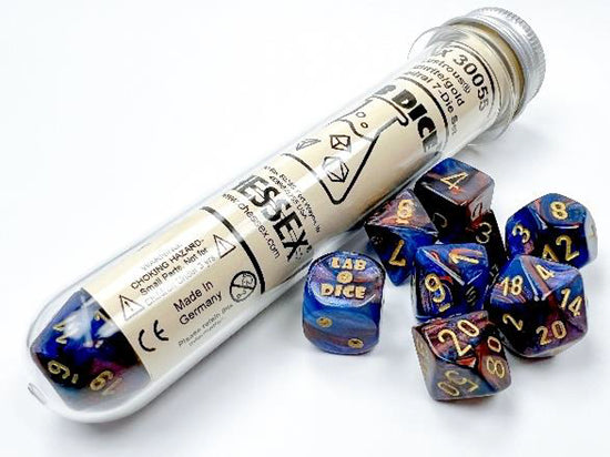 7CT LAB DICE Lustrous Poly Set,  Azurite/Gold