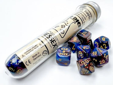 7CT LAB DICE Lustrous Poly Set,  Azurite/Gold
