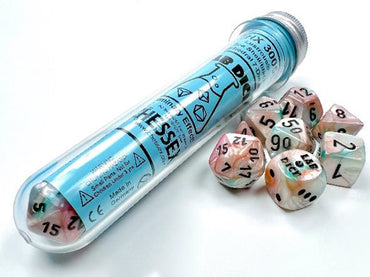 7CT LAB DICE Lustrous Poly Set,  Sea Shell/Black